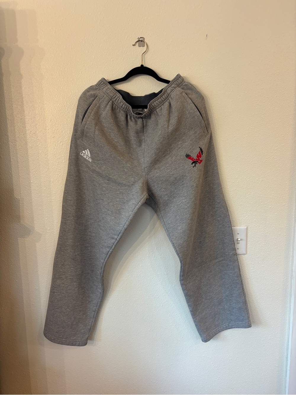 adidas Gray Sweatpants with Red Eagle Patch